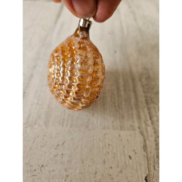 Czech orange shell unique glass ornament bumpy Xmas tree - Picture 3 of 8